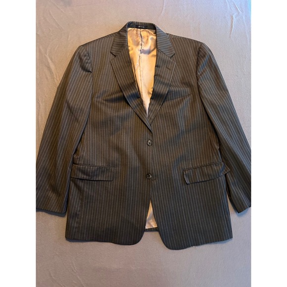 Vtg Hart Schaffner Marx Mens Blazer Pinstripe Made in USA Sz 42L Black Classic - Picture 1 of 14